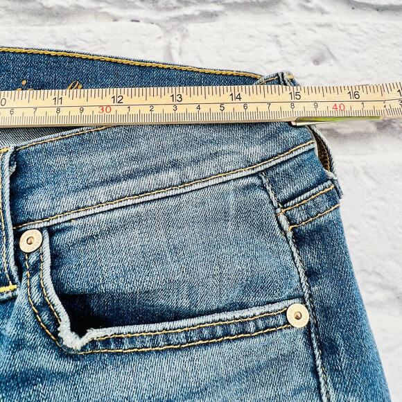 7 FOR ALL MANKIND Women's Button Fly Skinny Boyfriend Jeans 26 Blue Distressed - Picture 6 of 10